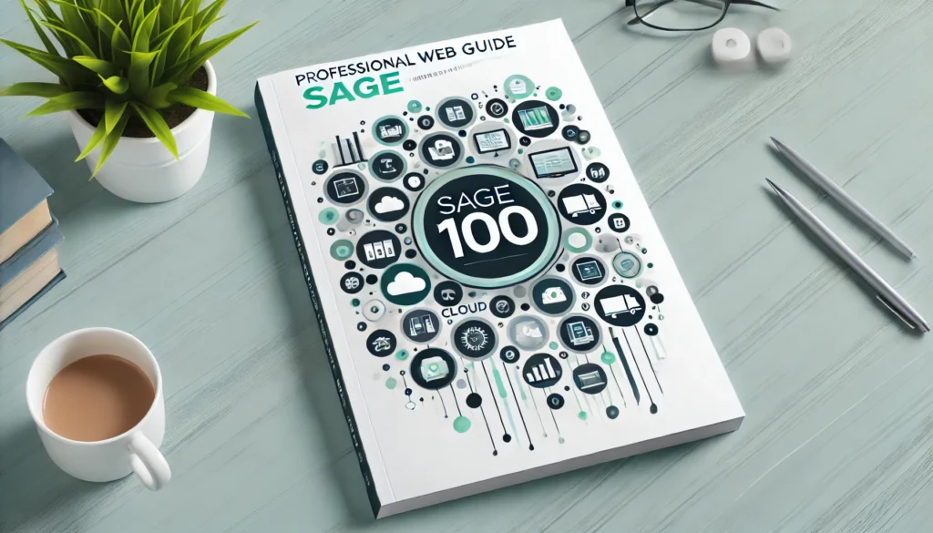 Professional landscape cover image for Sage 100, representing seamless eCommerce integration with online stores, featuring modern digital elements for automation, cloud syncing, and inventory management.